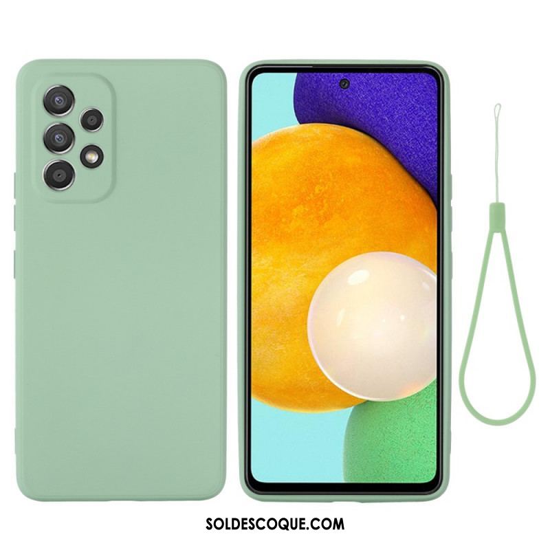 Coque Samsung Galaxy M53 5G Silicone Liquide avec Lanière