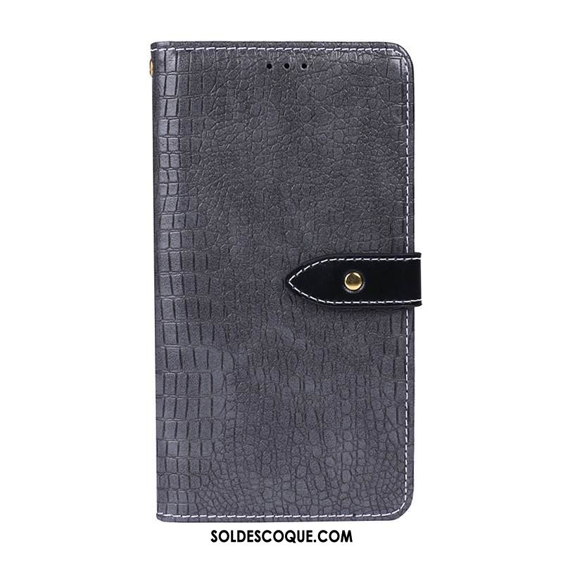 Coque Samsung Galaxy Note 10+ Gris Étui En Cuir Couleur Unie Téléphone Portable Protection Pas Cher