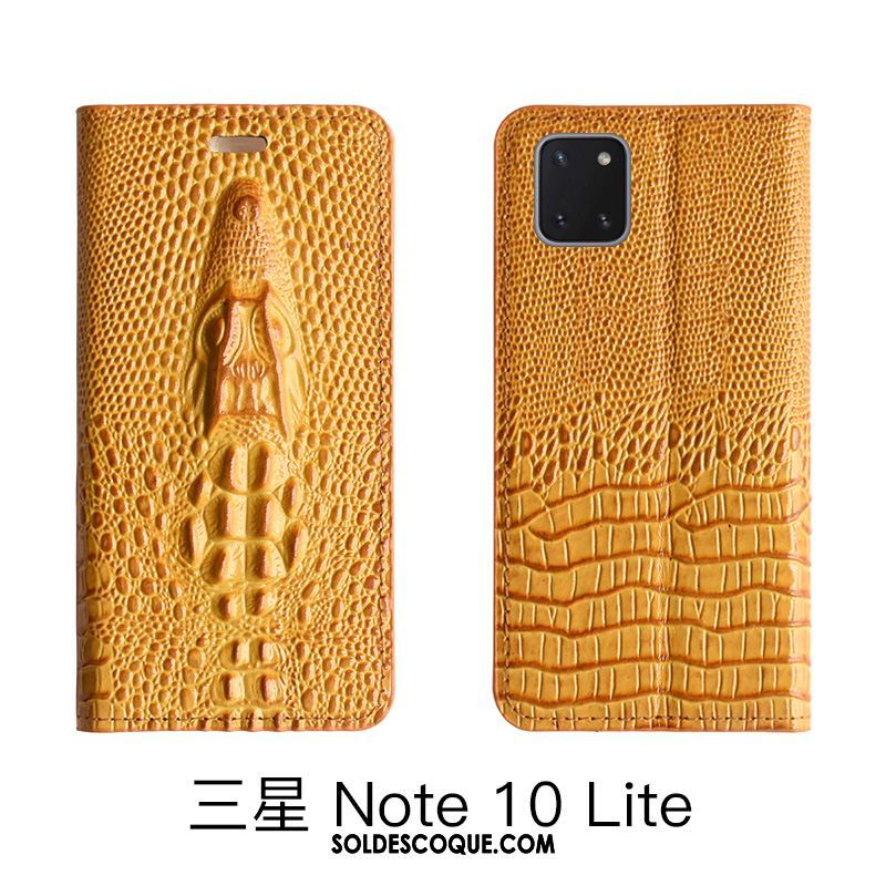 Coque Samsung Galaxy Note 10 Lite Tout Compris Cuir Véritable Étui Luxe Jaune En Ligne