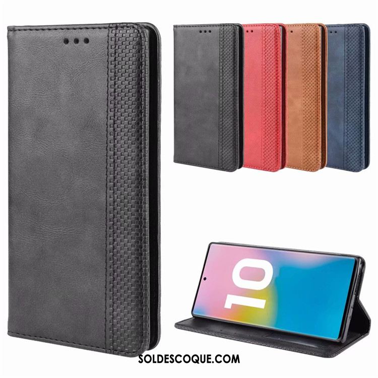 Coque Samsung Galaxy Note 10+ Noir Business Vintage Protection Incassable Pas Cher