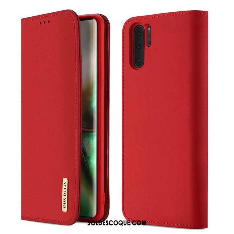 Coque Samsung Galaxy Note 10+ Rouge Étoile Étui En Cuir Téléphone Portable Pas Cher