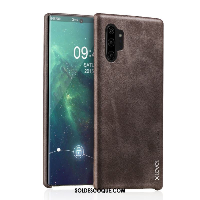 Coque Samsung Galaxy Note 10+ Téléphone Portable Cuir Étui Foncé Étoile Housse Pas Cher