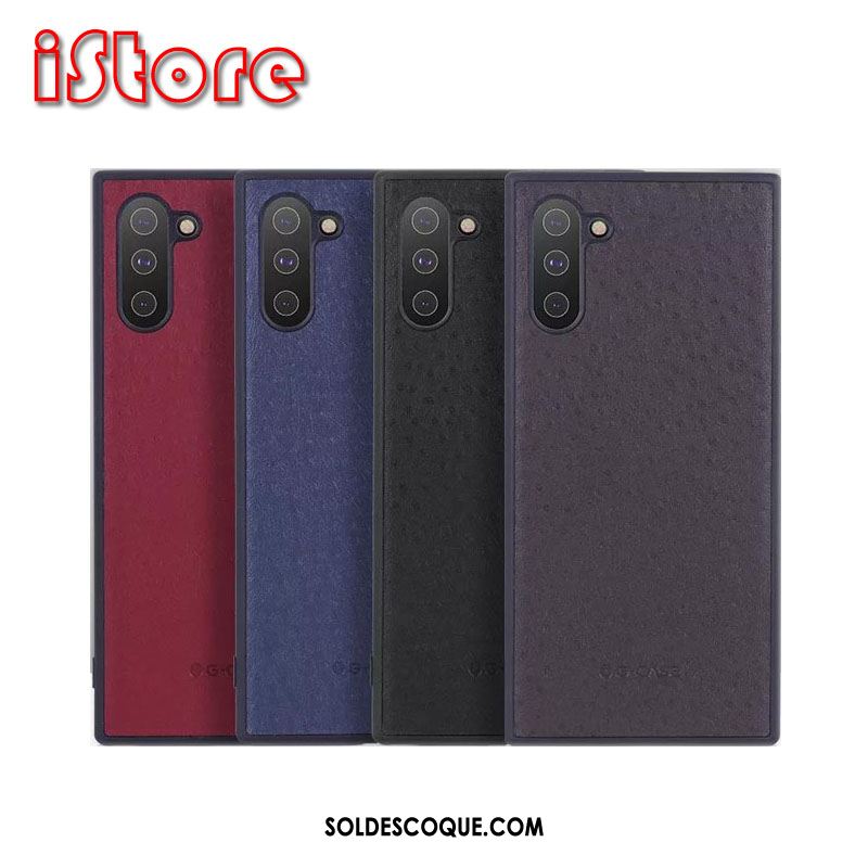 Coque Samsung Galaxy Note 10 Étui Cuir Étoile Net Rouge Business Housse En Ligne