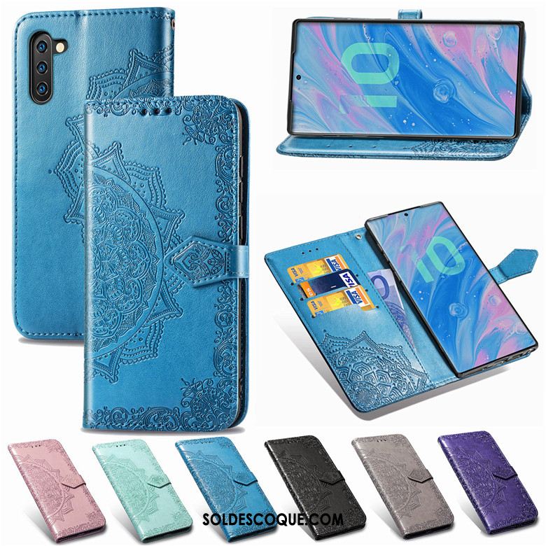 Coque Samsung Galaxy Note 10 Étui En Cuir Fluide Doux Protection Clamshell Étoile En Vente