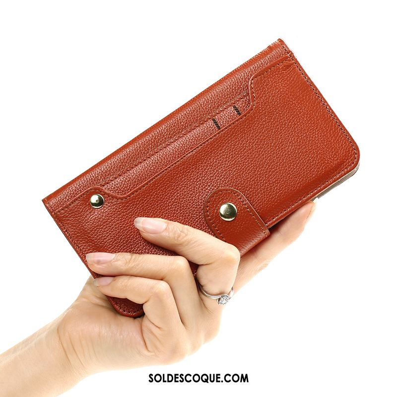 Coque Samsung Galaxy Note 10+ Étui En Cuir Portefeuille Incassable Marron Pochette Soldes