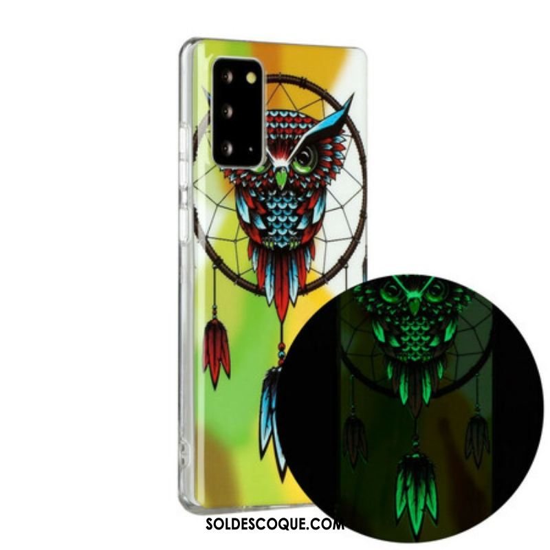 Coque Samsung Galaxy Note 20 Attrape Rêves Hibou Fluorescente