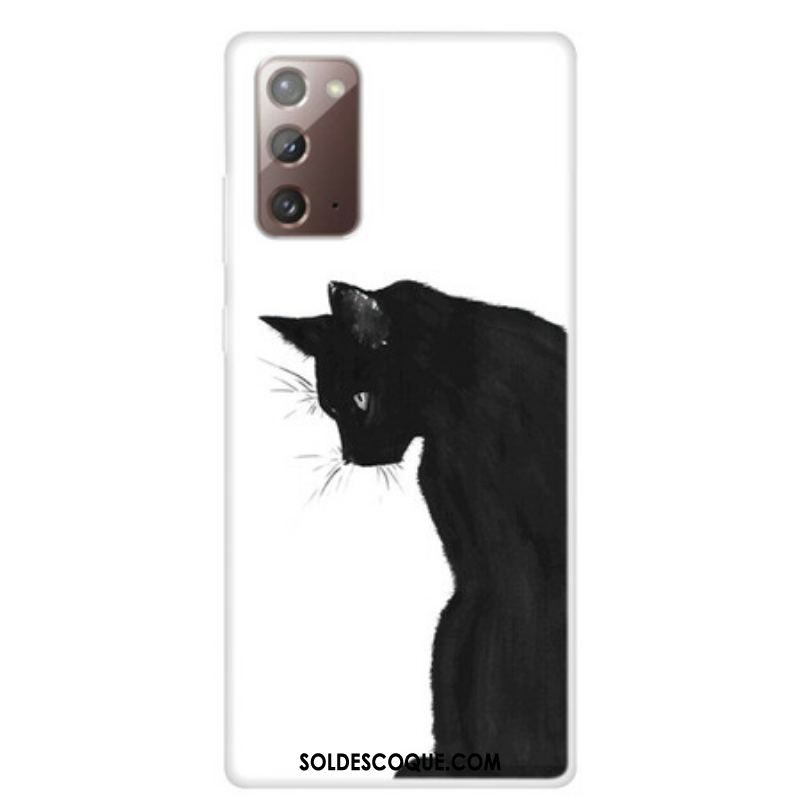 Coque Samsung Galaxy Note 20 Chat Noir Pensif