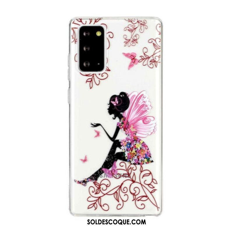 Coque Samsung Galaxy Note 20 Transparente Fée Fleurie