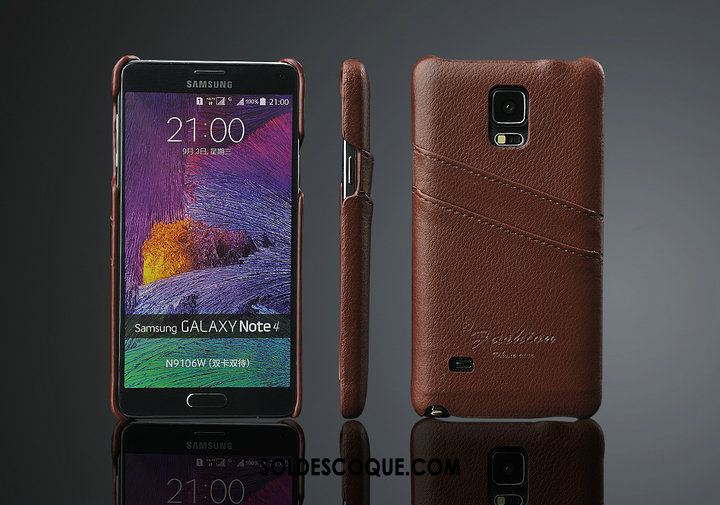 Coque Samsung Galaxy Note 4 Couvercle Arrière Modèle Fleurie Cuir Véritable Téléphone Portable Étoile Housse Pas Cher