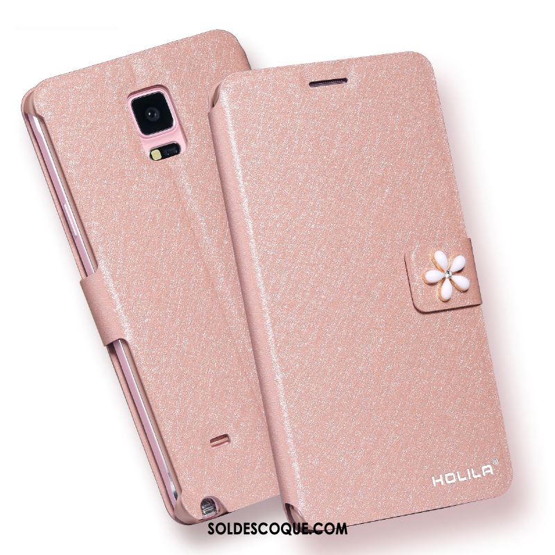 Coque Samsung Galaxy Note 4 Étoile Protection Rose Étui En Cuir Téléphone Portable Soldes