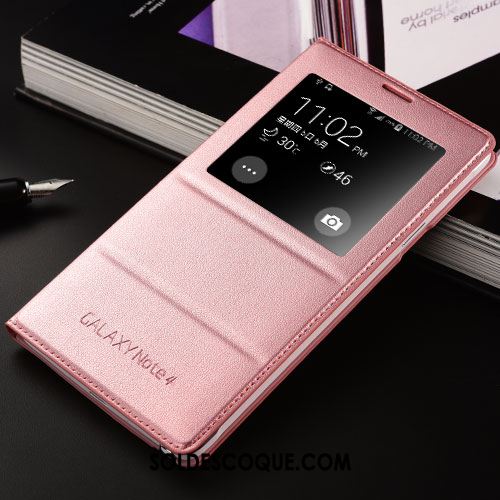 Coque Samsung Galaxy Note 4 Étoile Téléphone Portable Étui Clamshell Rose Soldes