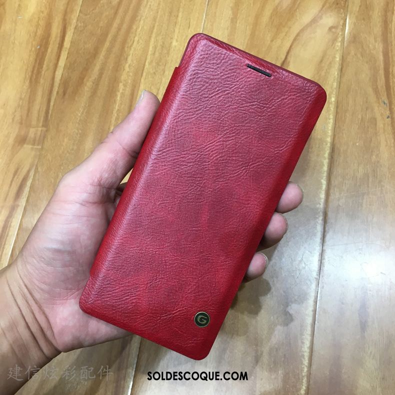 Coque Samsung Galaxy Note 8 Business Étui Vin Rouge Étui En Cuir Protection Housse Pas Cher