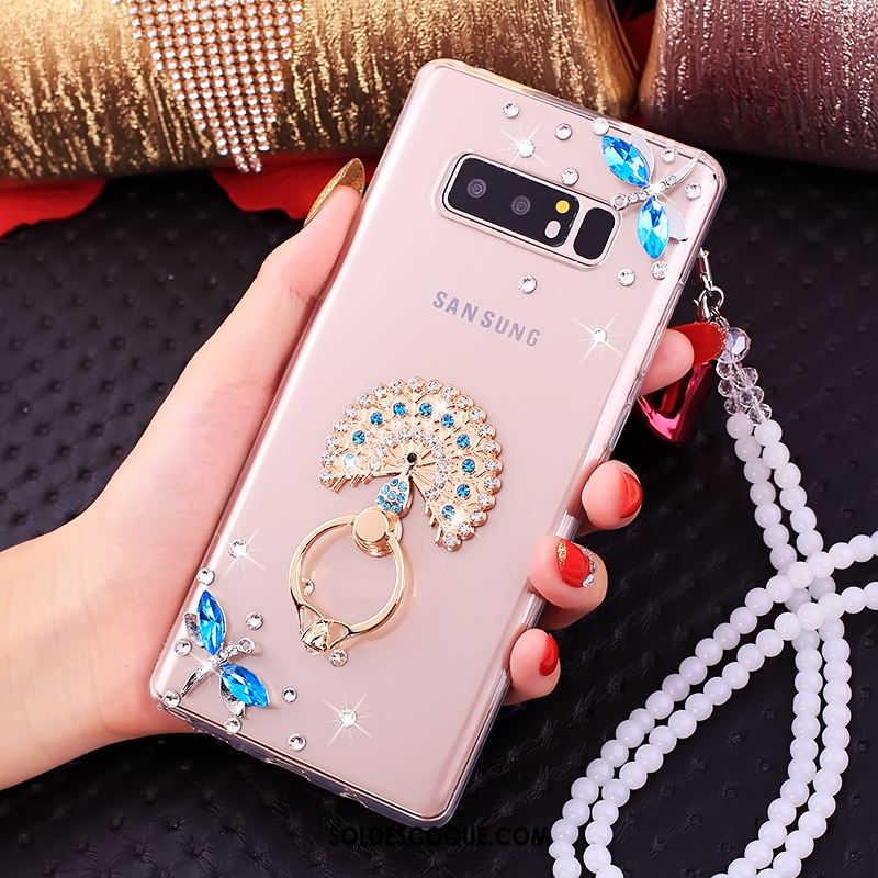 Coque Samsung Galaxy Note 8 Téléphone Portable Rose Étoile Strass Pas Cher