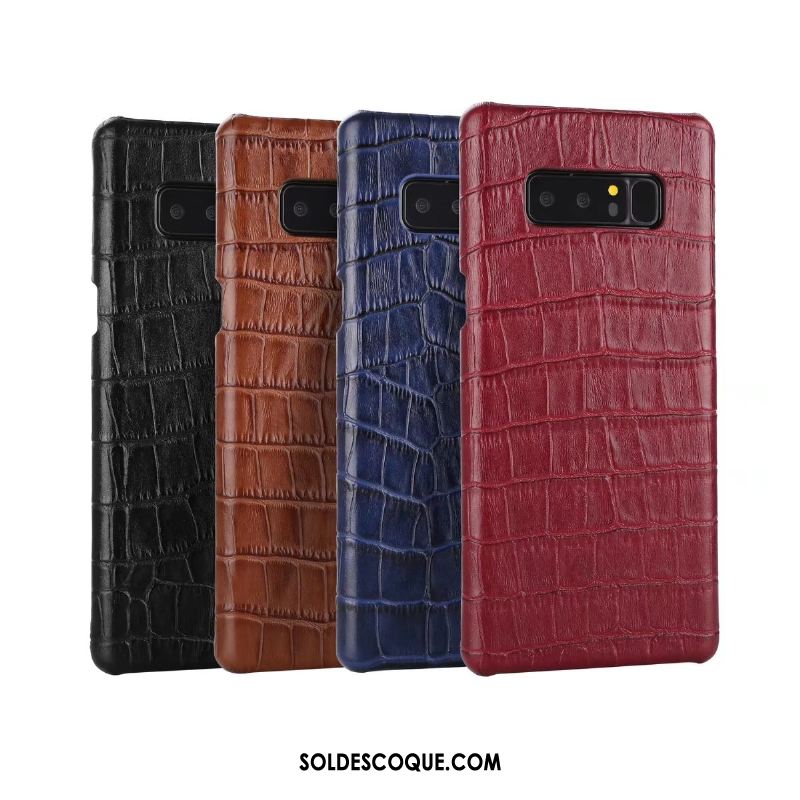 Coque Samsung Galaxy Note 8 Étui En Cuir Protection Vin Rouge Cuir Véritable Téléphone Portable Pas Cher