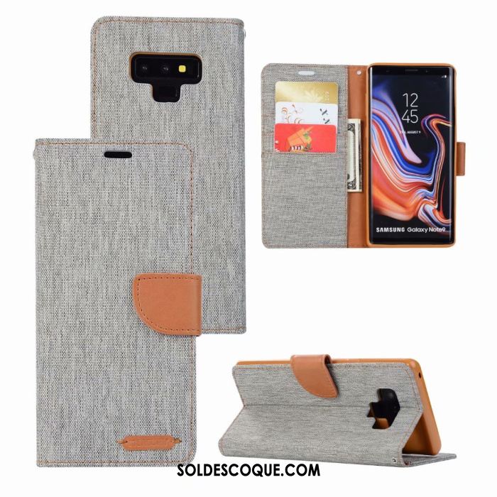 Coque Samsung Galaxy Note 9 Étui En Cuir Gris Tout Compris Incassable Étoile Pas Cher