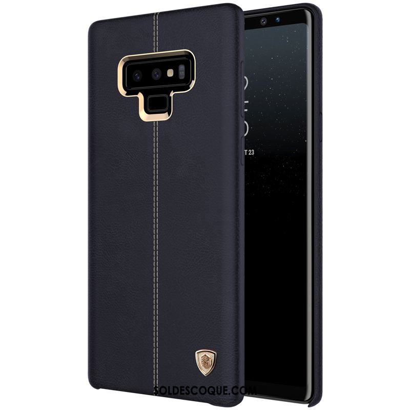 Coque Samsung Galaxy Note 9 Étui Or Protection Cuir Bleu Pas Cher