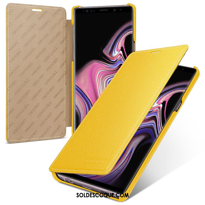 Coque Samsung Galaxy Note 9 Étui Protection Étui En Cuir Téléphone Portable Jaune Housse Pas Cher