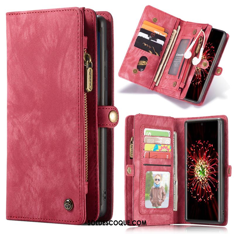 Coque Samsung Galaxy Note20 Vin Rouge Étui En Cuir Sac Étoile Téléphone Portable Pas Cher