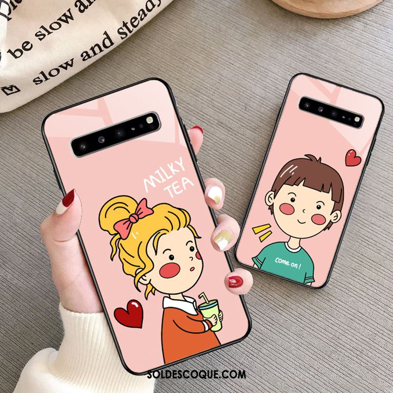 Coque Samsung Galaxy S10 5g Verre Étui Étoile Rose Fluide Doux Soldes