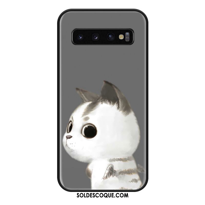 Coque Samsung Galaxy S10+ Créatif Protection Chat Gris Amoureux Housse Soldes