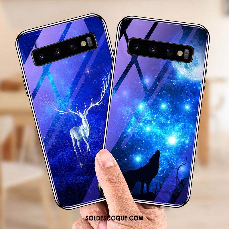 Coque Samsung Galaxy S10+ Fluide Doux Incassable Étoile Bleu Verre Pas Cher