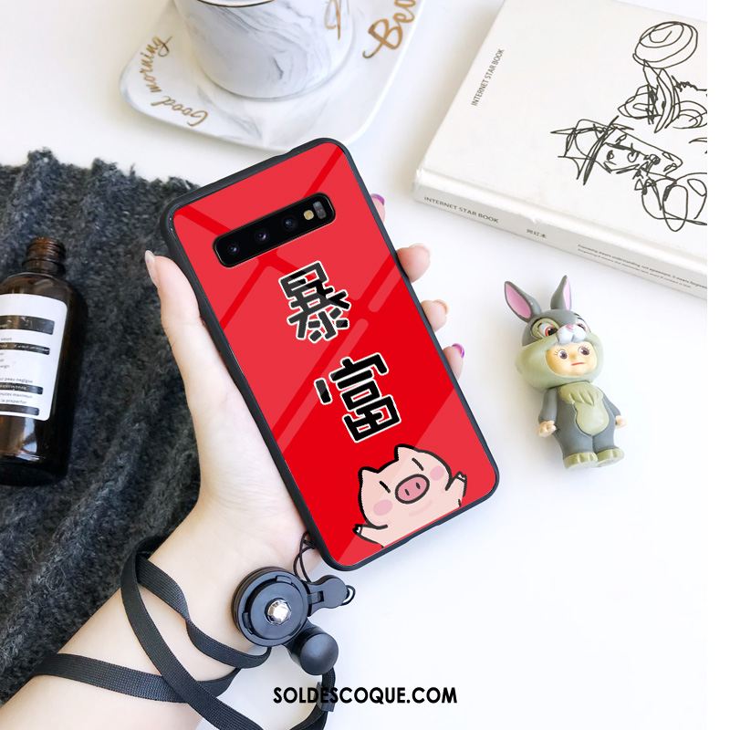 Coque Samsung Galaxy S10 Personnalité Marque De Tendance Verre Trempé Ornements Suspendus Tout Compris Pas Cher