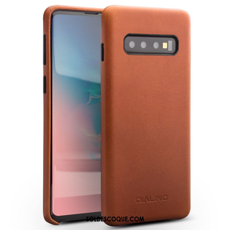 Coque Samsung Galaxy S10 Protection Business Cuir Véritable Étoile Téléphone Portable En Ligne