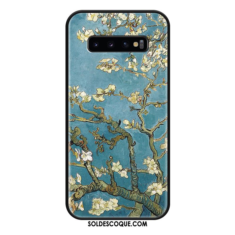 Coque Samsung Galaxy S10 Tendance Créatif Blanc Gaufrage Peinture À L'huile En Ligne