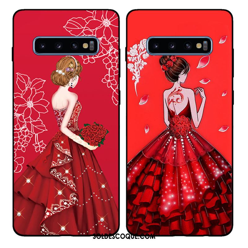 Coque Samsung Galaxy S10+ Tout Compris Rouge Fluide Doux Silicone Mode Soldes