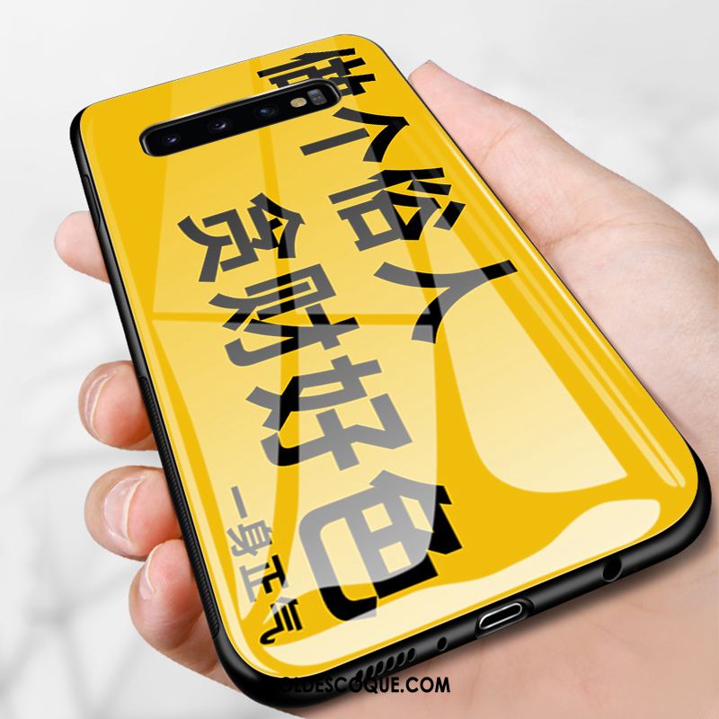 Coque Samsung Galaxy S10 Étoile Téléphone Portable Verre Marque De Tendance Jaune En Vente