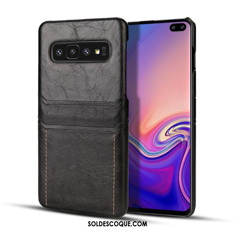 Coque Samsung Galaxy S10+ Étui En Cuir Téléphone Portable Noir Incassable Jeunesse En Vente