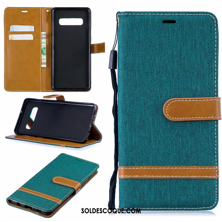 Coque Samsung Galaxy S10+ Étui En Cuir Vert Carte Nouveau Support Soldes