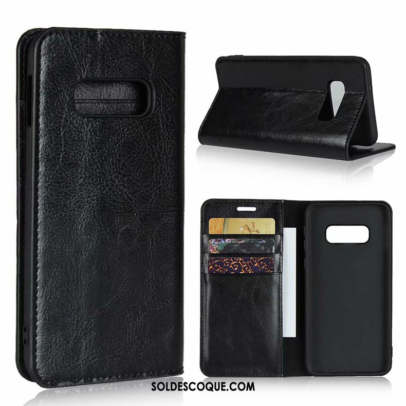 Coque Samsung Galaxy S10e Cuir Véritable Étui En Cuir Téléphone Portable Protection Noir En Vente