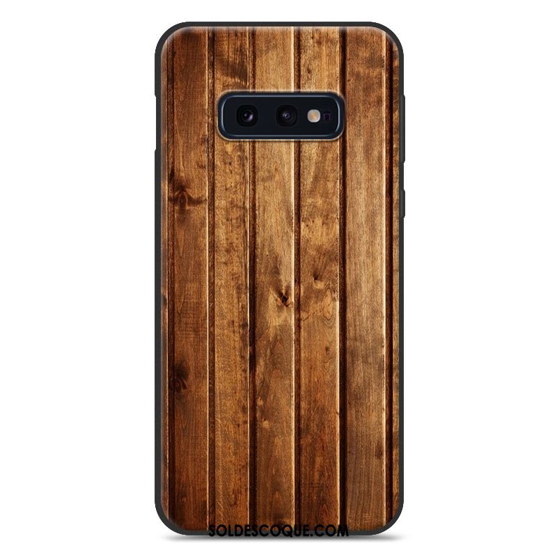 Coque Samsung Galaxy S10e Fluide Doux Téléphone Portable Grain De Bois Étoile Tendance Soldes