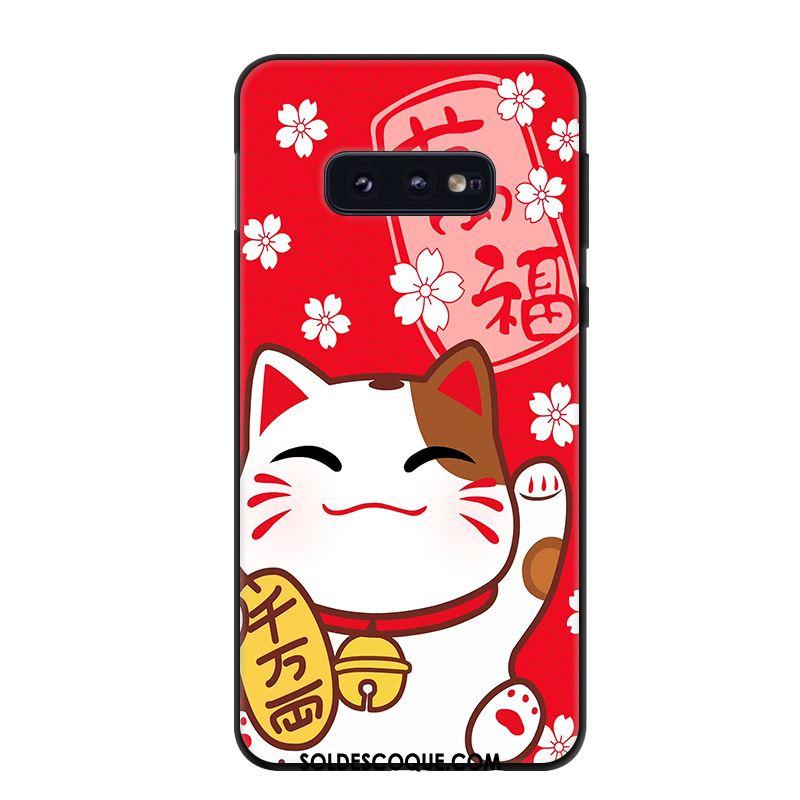 Coque Samsung Galaxy S10e Vintage Rouge Délavé En Daim Tendance Étoile En Vente