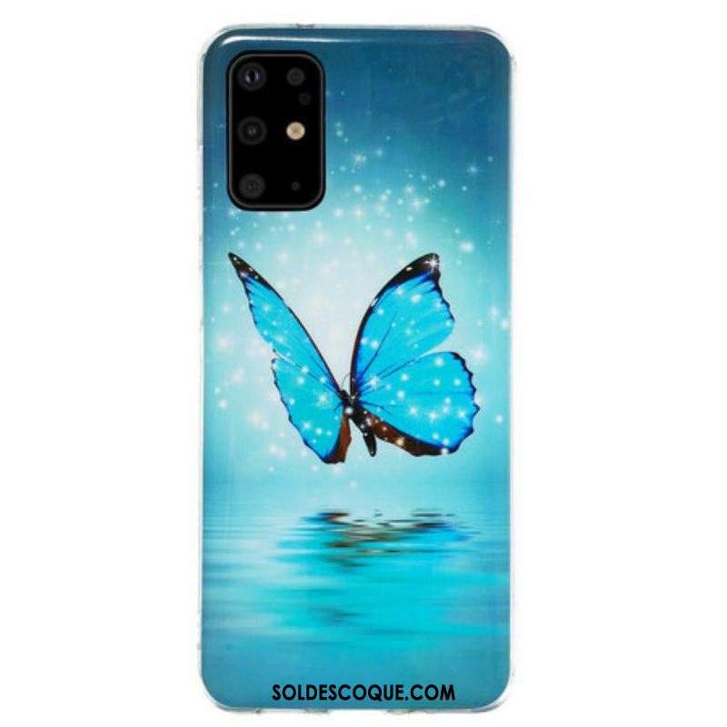 Coque Samsung Galaxy S20 Plus / S20 Plus 5G Papillon Bleu Fluorescente