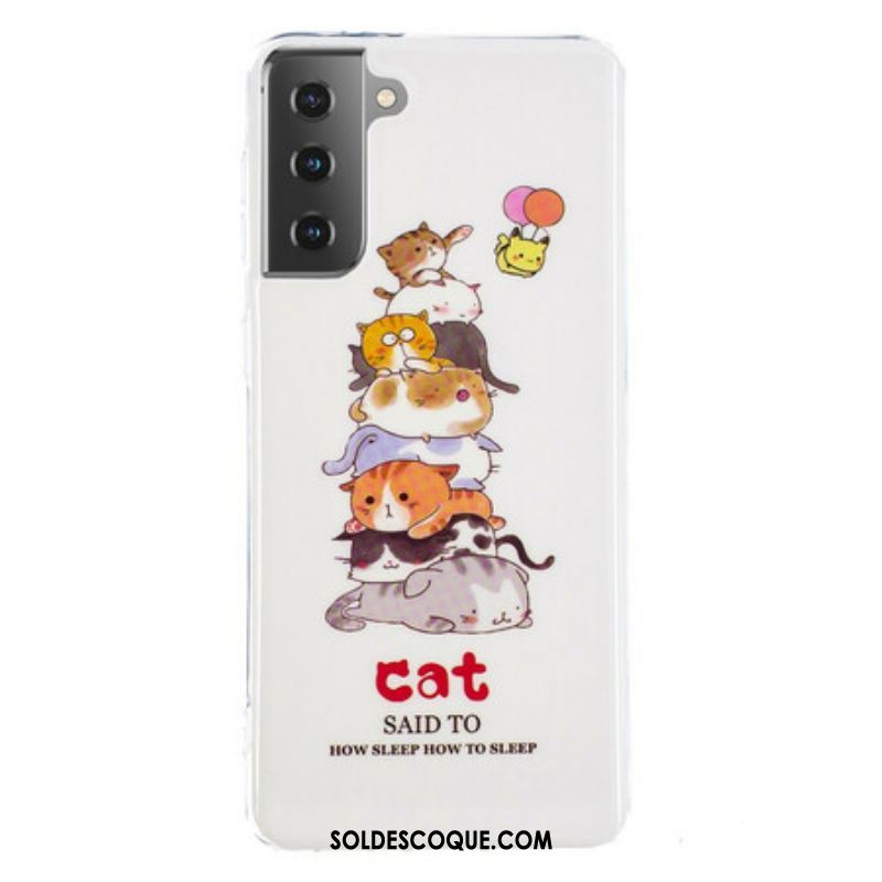 Coque Samsung Galaxy S21 5G Cats Fluorescente