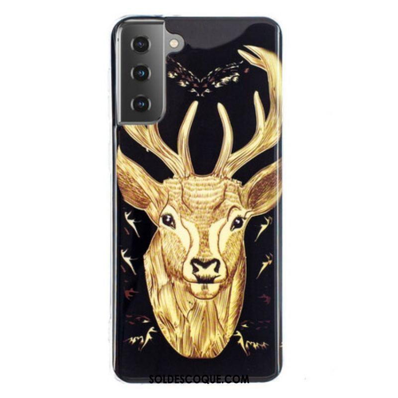 Coque Samsung Galaxy S21 5G Cerf Majestueux Fluorescente