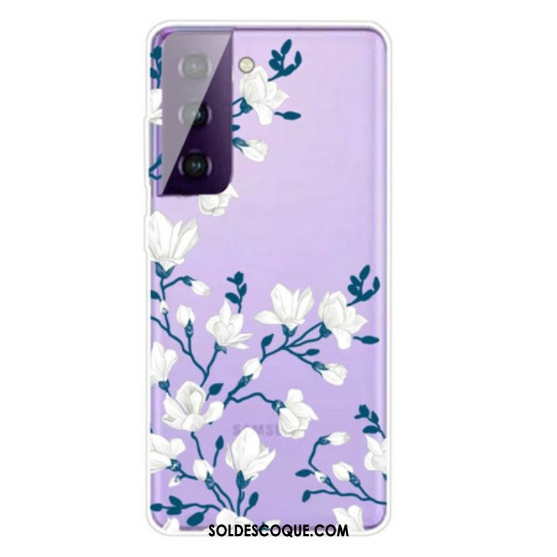 Coque Samsung Galaxy S21 5G Fleurs Blanches