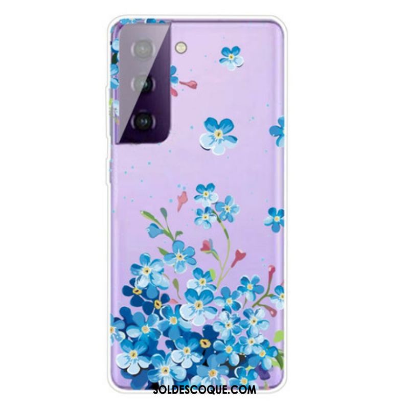 Coque Samsung Galaxy S21 5G Fleurs Bleues