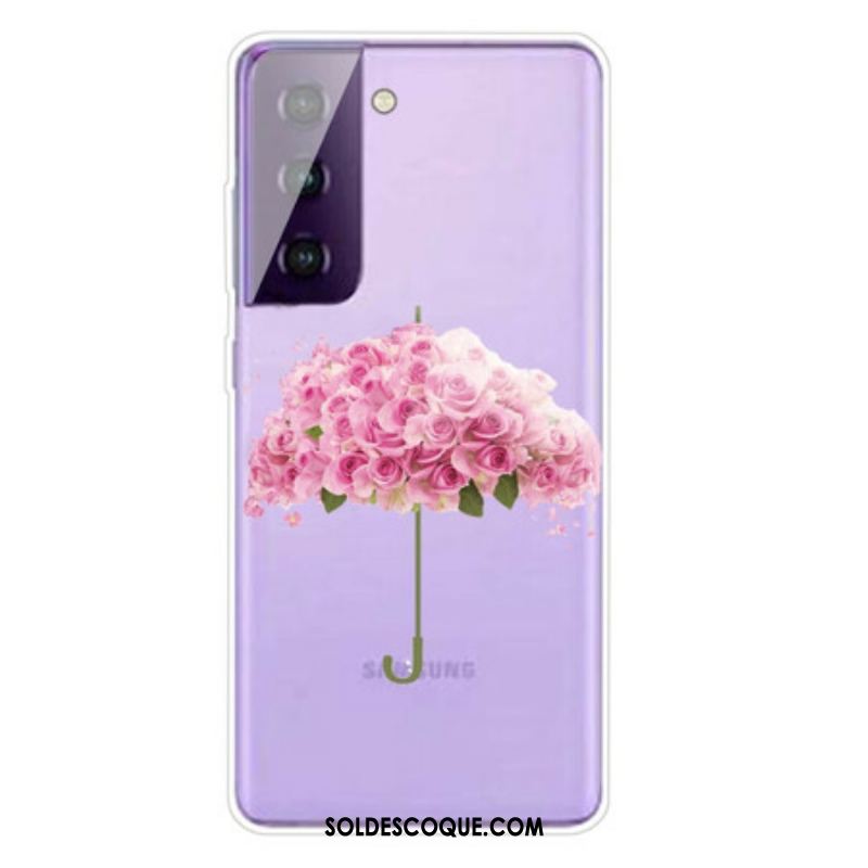 Coque Samsung Galaxy S21 5G Parapluie en Roses