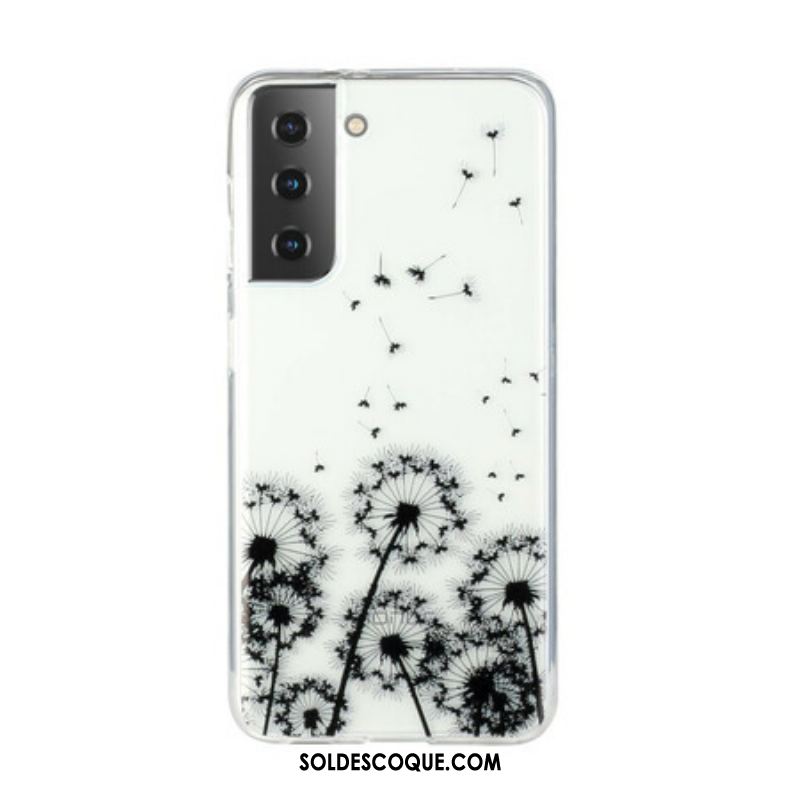 Coque Samsung Galaxy S21 5G Transparente Pissenlits Noirs