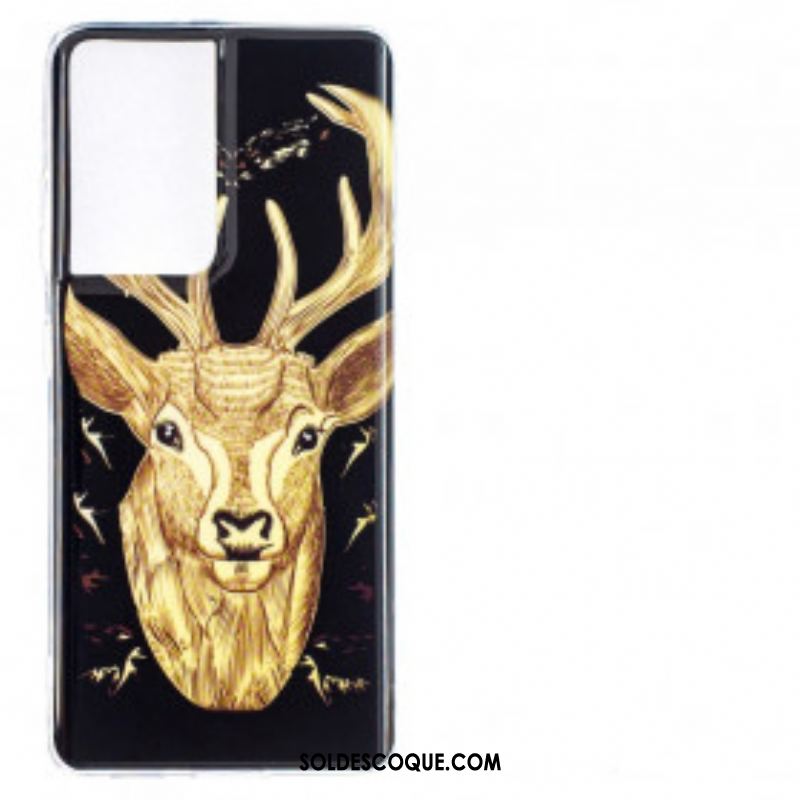 Coque Samsung Galaxy S21 Ultra 5G Cerf Majestueux Fluorescente