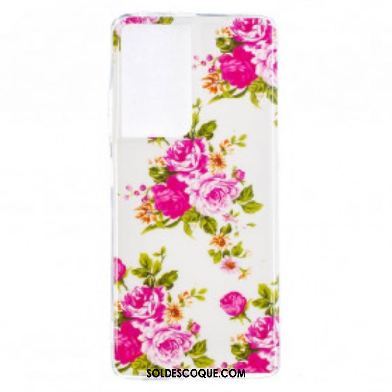 Coque Samsung Galaxy S21 Ultra 5G Fleurs Liberty Fluorescente