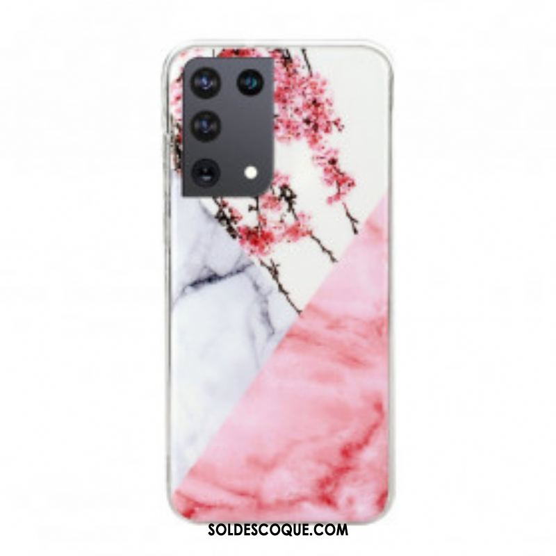 Coque Samsung Galaxy S21 Ultra 5G Marbrée Fleurs de Prunier