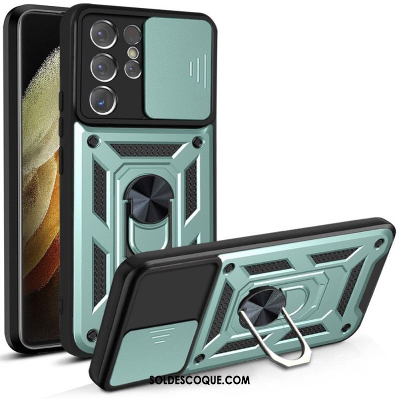Coque Samsung Galaxy S21 Ultra 5G Support et Protège-Lentilles Design