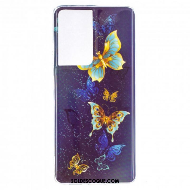 Coque Samsung Galaxy S21 Ultra 5G Série Papillons Fluorescente