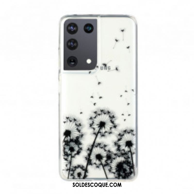 Coque Samsung Galaxy S21 Ultra 5G Transparente Pissenlits Noirs