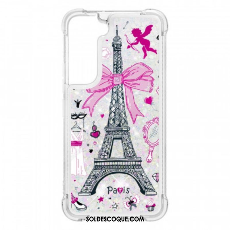 Coque Samsung Galaxy S22 5G La Tour Eiffel Paillettes