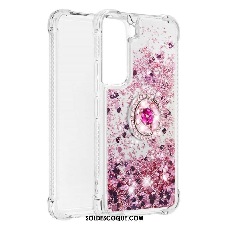 Coque Samsung Galaxy S22 5G Paillettes avec Anneau-Support